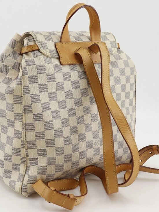 LOUIS VUITTON Speron Backpack Daypack N41578 White Damier Azur Canvas Women